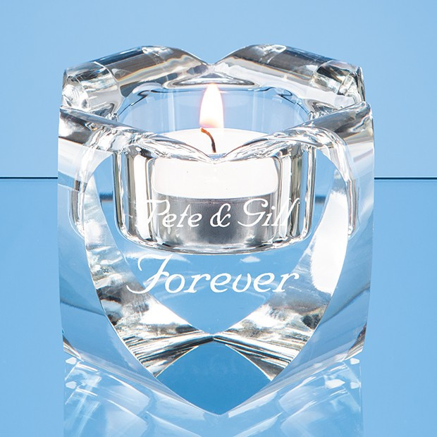 Promotional 6cm Optical Crystal Heart Tealight Holder*