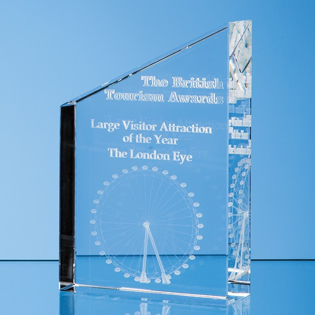 Promotional 20cm Optical Crystal Diagonal Slope Award