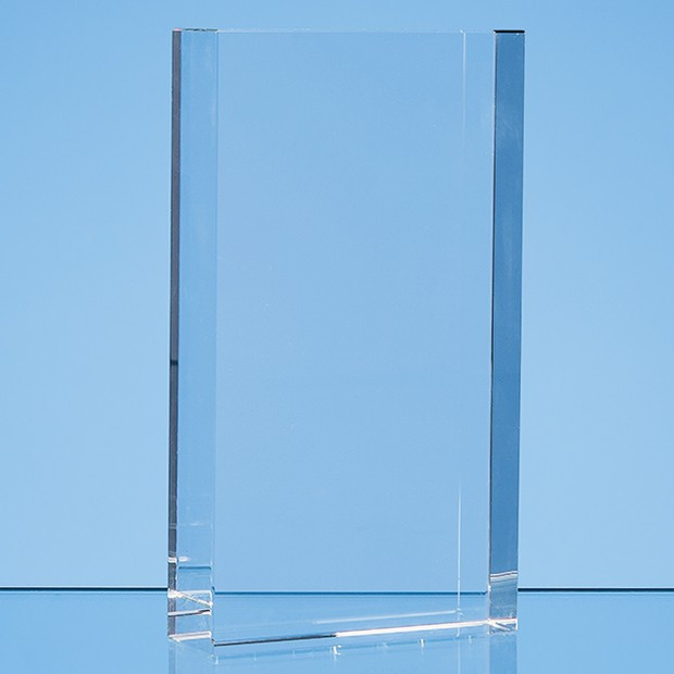 Promotional 17cm x 10cm Optical Crystal Rectangle Award, H or V