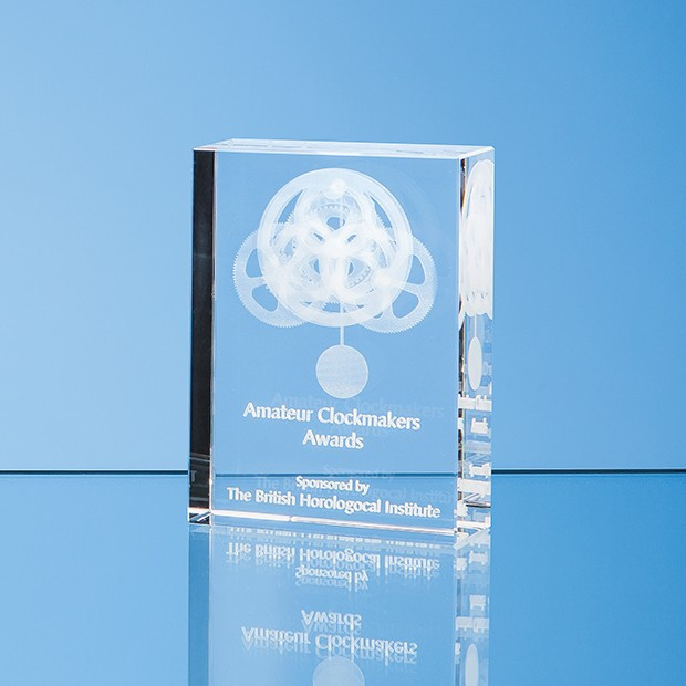 Promotional 20cm x 11cm Optical Crystal Rectangle Award, H or V