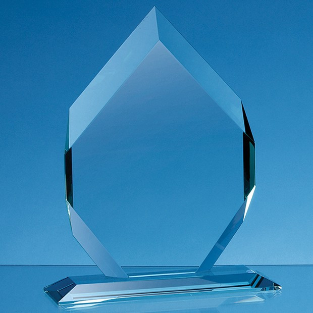 Promotional 15cm x 10cm x 15mm Jade Glass Majestic Diamond Award