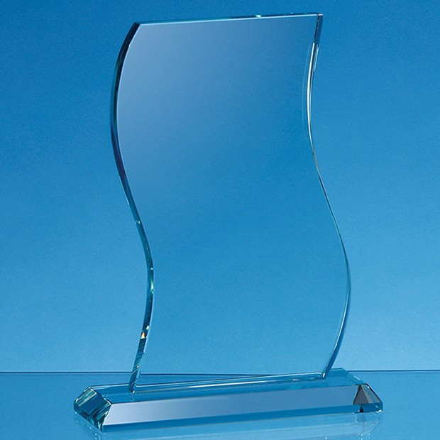 Promotional 15cm x 10cm x 15mm Jade Glass Wave Award