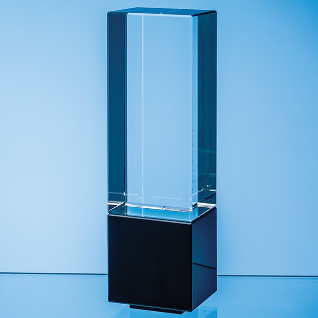 Promotional 22cm Clear & Onyx Black Optical Crystal Berkley Column Award