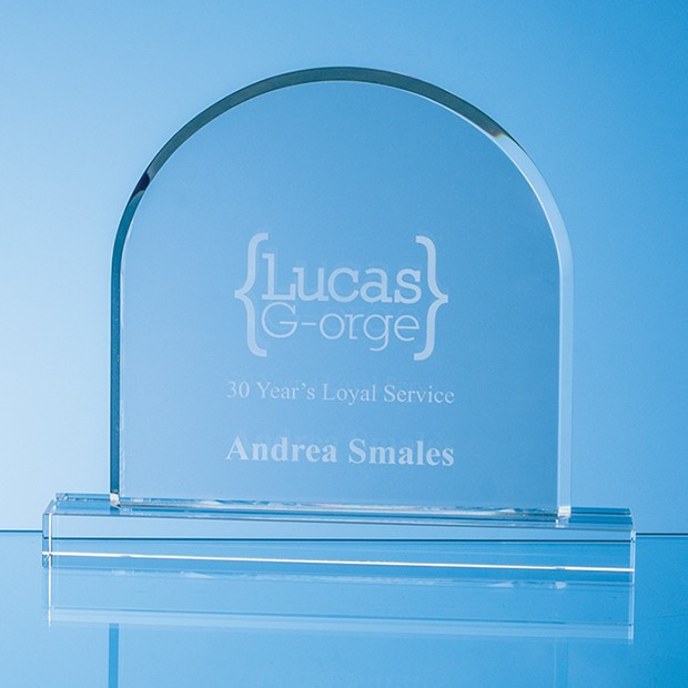 Promotional 18cm Optical Crystal mounted Arch Award