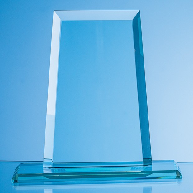 Promotional 17cm x 12.5cm x 15mm Jade Glass Tapered Rectangle Award