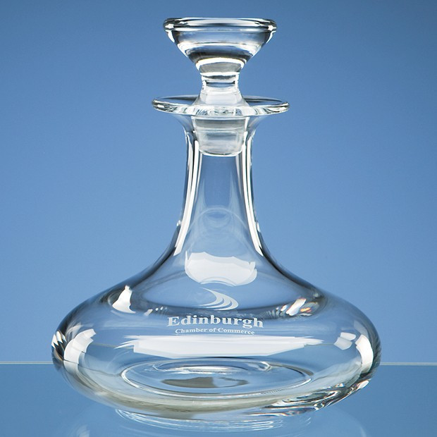 Promotional 0.75ltr Handmade Round Ships Decanter