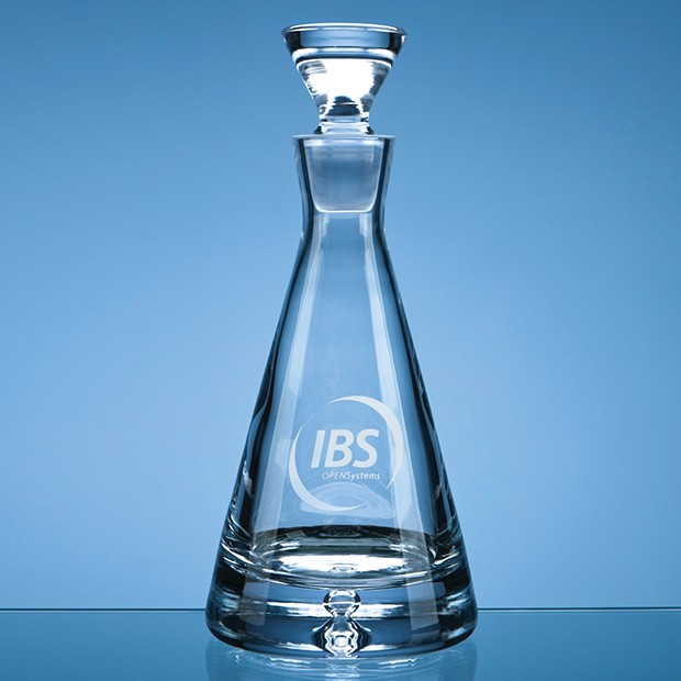 Promotional 0.75ltr Handmade Bubble Base Pyramid Decanter