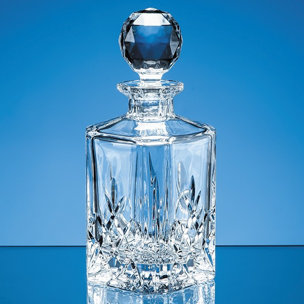 Promotional 0.8ltr Blenheim Lead Crystal Full Cut Square Spirit Decanter