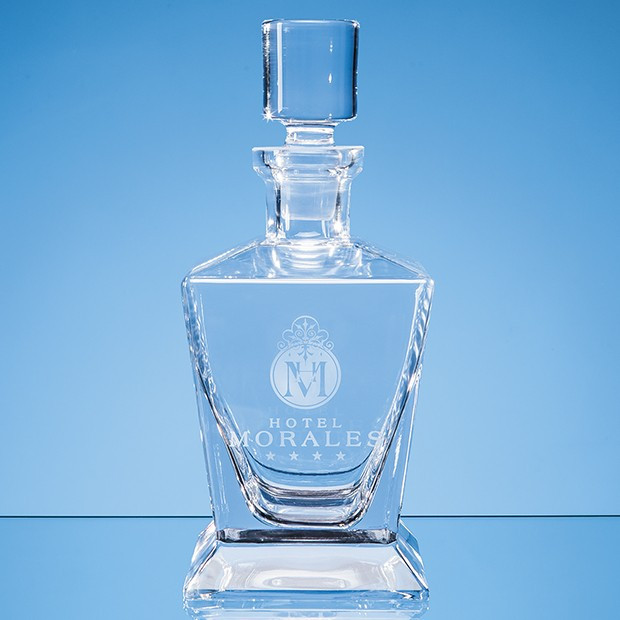 Promotional 0.75ltr Handmade Tapered Square Spirit Decanter