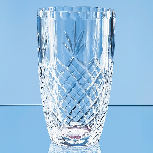 Promotional 19cm Lead Crystal Panelled Barrel Vase