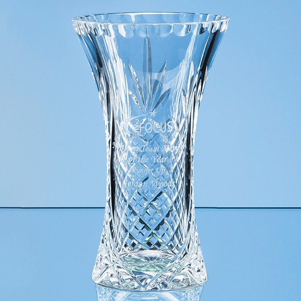 Promotional 19cm Lead Crystal Panelled Flared Vase