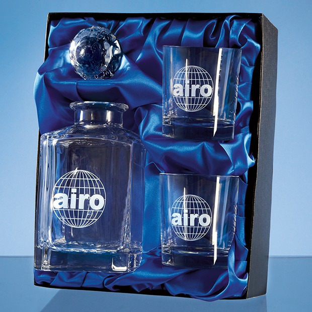 Promotional 3pc Plain 0.8ltr Whisky Set in a Satin Lined Presentation Box