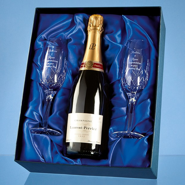 Promotional Double Champagne Flute Gift Set with a 75cl Bottle of Laurent Perrier Champagne