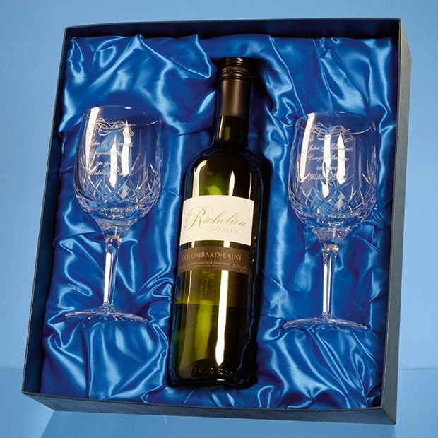 Promotional Double Goblet Gift Set with a 75cl Bottle of White Wine