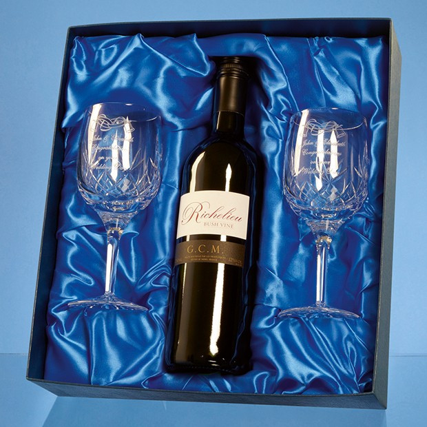 Promotional Double Goblet Gift Set with a 75cl Bottle of Red Wine