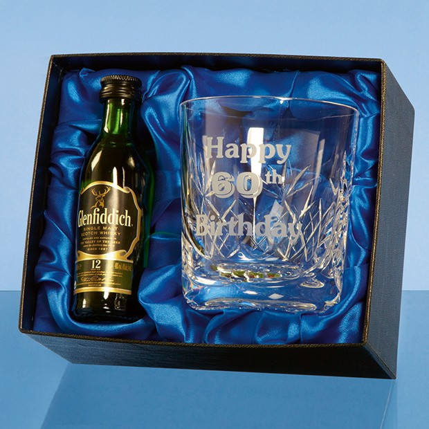 Promotional Whisky Tumbler Gift Set with a 5cl Miniature Bottle of Malt Whisky