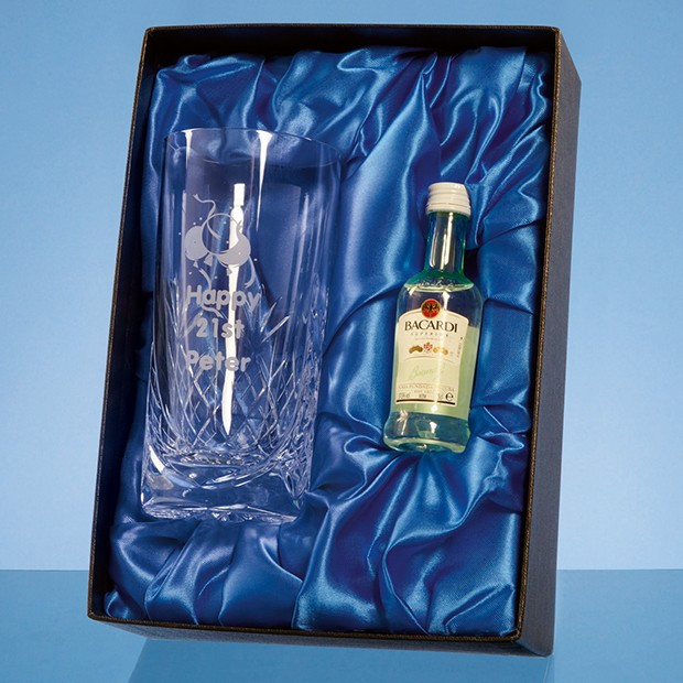 Promotional High Ball Gift Set with a 5cl Miniature Bottle of Bacardi