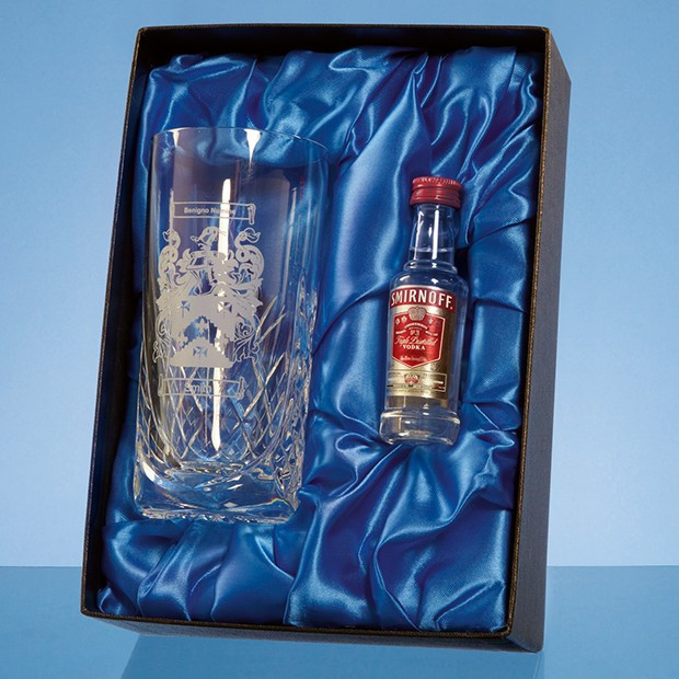 Promotional High Ball Gift Set with a 5cl Miniature Bottle of Vodka