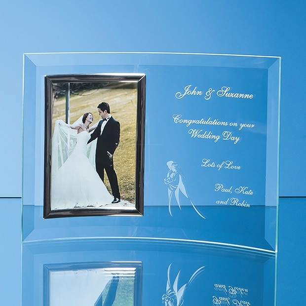 Promotional Bevelled Glass Crescent Frame for 5" x 7" Portrait Photo