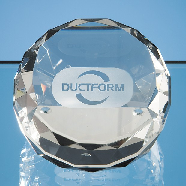 Promotional 7.5cm Optical Crystal Sliced Wedge Paperweight