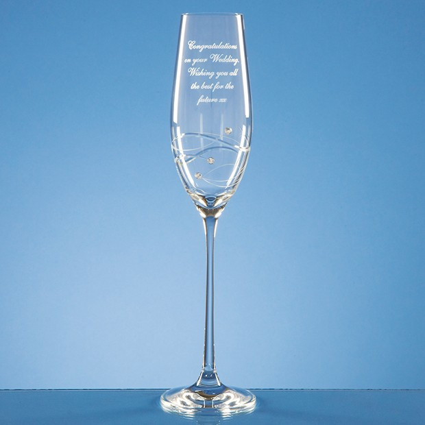 Promotional Single Diamante Champagne Flute with Spiral Design Cutting