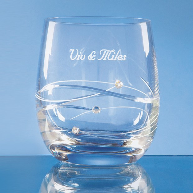 Promotional Single Diamante Whisky Tumbler with Spiral Design Cutting