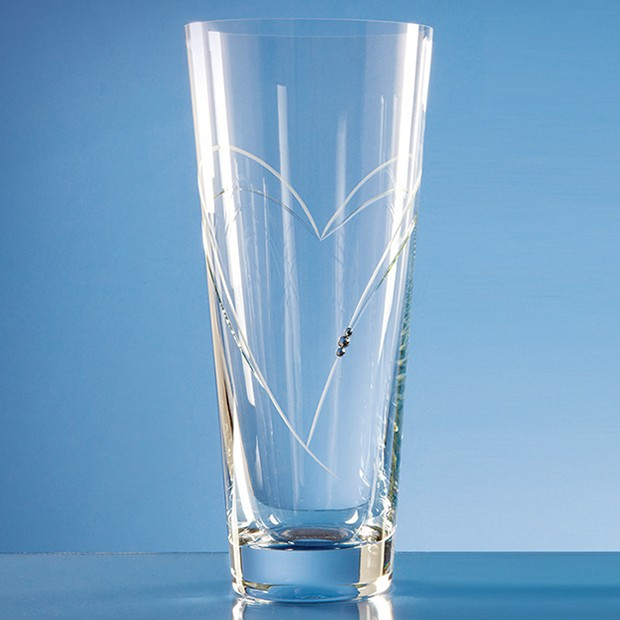 Promotional 30cm Diamante Conical Vase with Heart Shaped Cutting