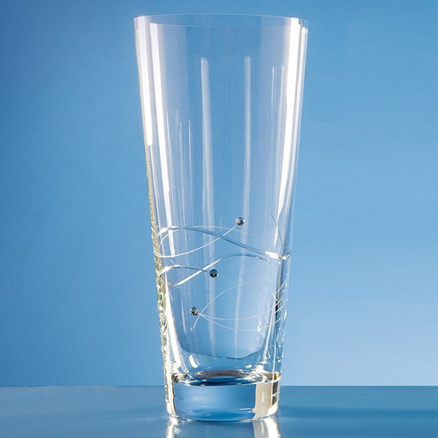 Promotional 30cm Diamante Conical Vase with Spiral Design Cutting