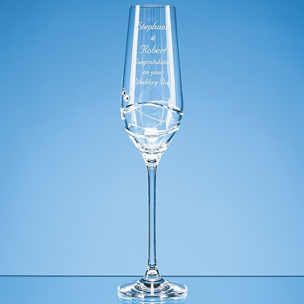 Promotional Single Diamante Champagne Flute with Modena Spiral Cutting