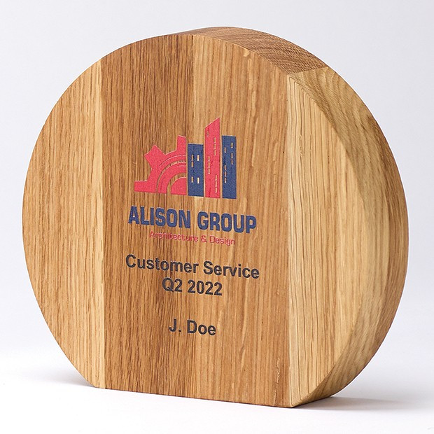 Promotional 15cm x 16.5cm x 3.5cm Beech Circle Award