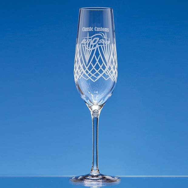 Promotional 150ml Panel Champagne Flute with Frost Cutting