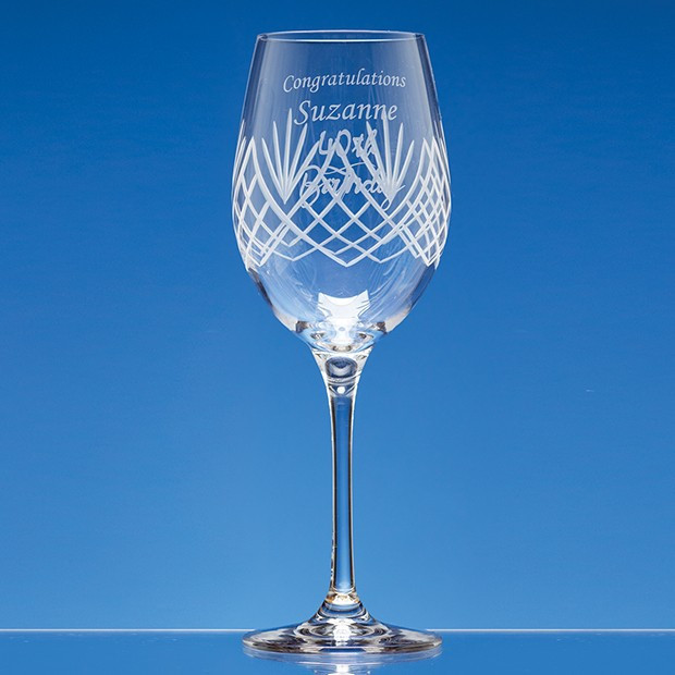 Promotional 375ml Panel White Wine Glass with Frost Cutting