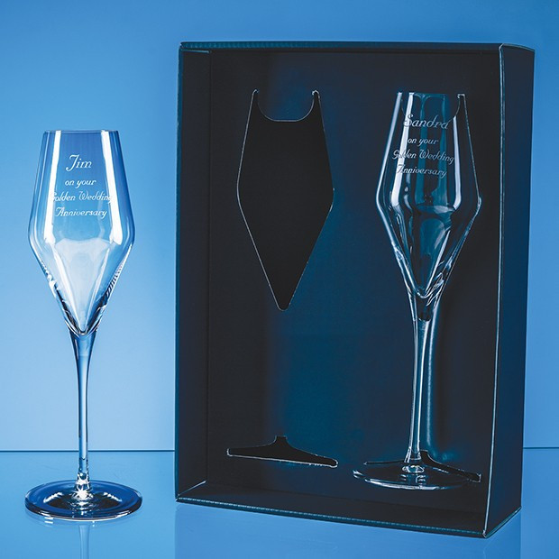 Promotional 2 HiLite Champagne Flutes with LED Illumination in the Base in a Gift Box