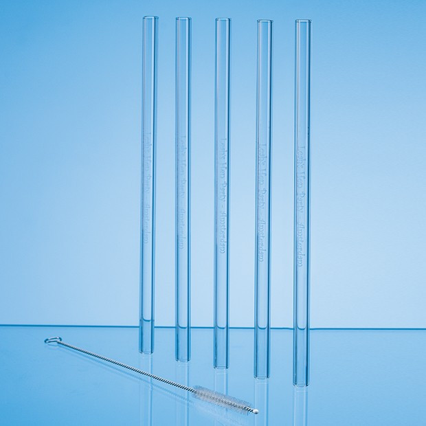 Promotional Set of 6 Glass Drinking Straws & Cleaning Brush