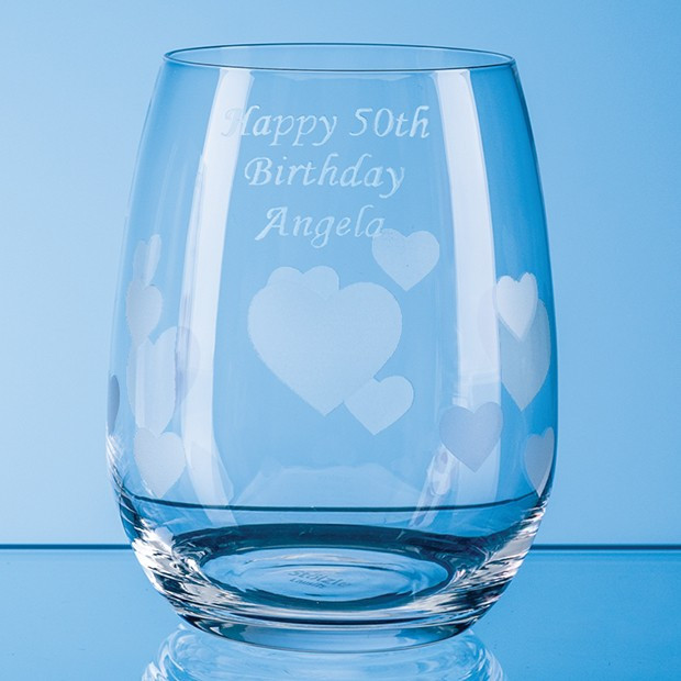 Promotional 335ml L'Amour Frosted Heart Whisky Tumbler