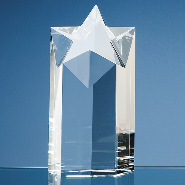 Promotional 18cm Optical Crystal Star Column Award