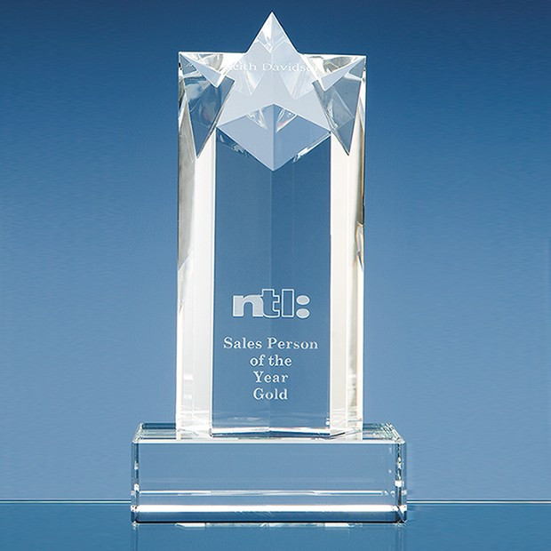 Promotional 20cm Optical Crystal Star Column Award