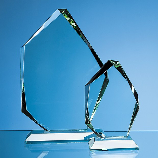 Promotional 15cm x 10.5cm x 19mm Jade Glass Facetted Ice Peak Award