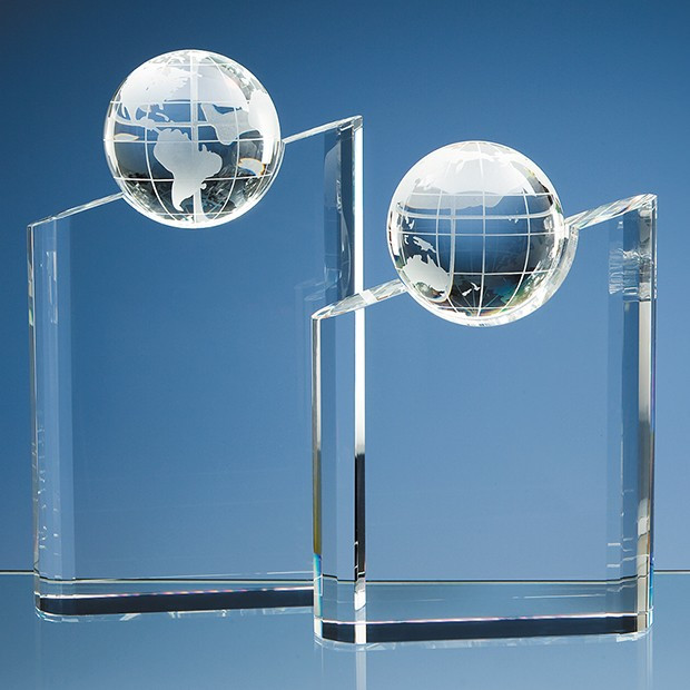 Promotional 21.5cm Optical Crystal Globe Mountain Award