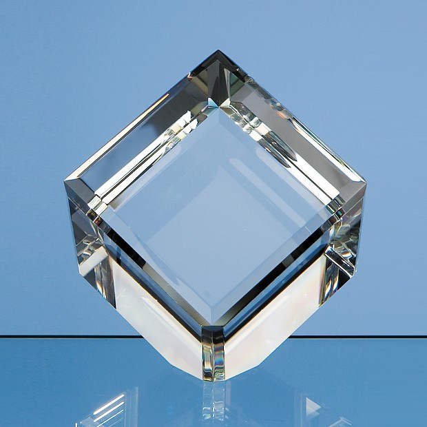 Promotional 8cm Optical Crystal Bevel Edged Cube