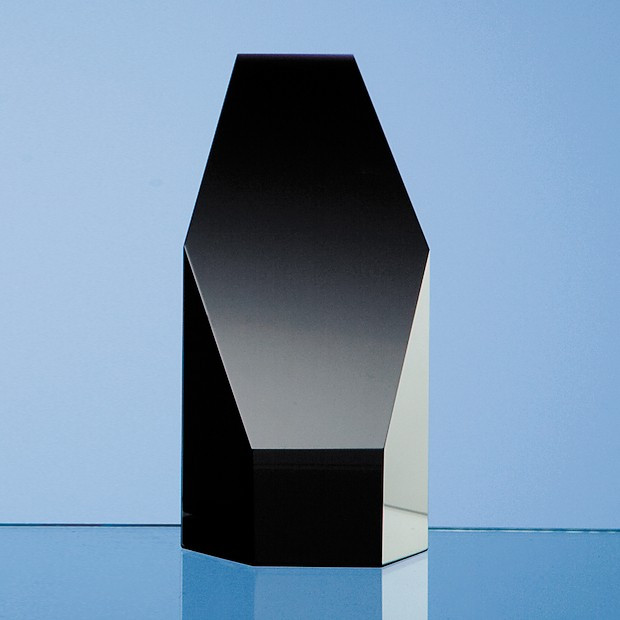 Promotional 12.5cm Onyx Black Optical Crystal Hexagon Award