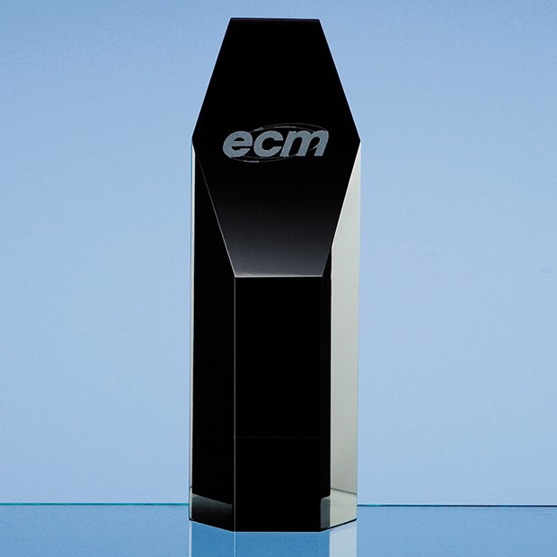 Promotional 19cm Onyx Black Optical Crystal Hexagon Award