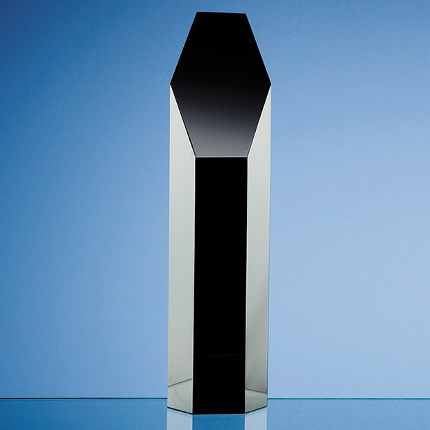 Promotional 25.5cm Onyx Black Optical Crystal Hexagon Award