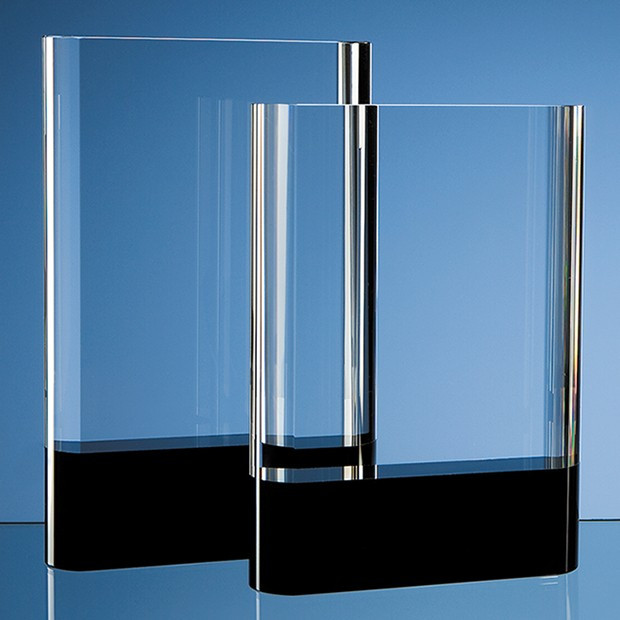 Promotional 20.5cm Optical Crystal Rectangle with Onyx Black Base