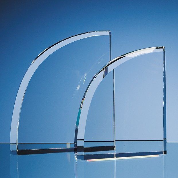 Promotional 15.5cm Optical Crystal Facet Curve Award