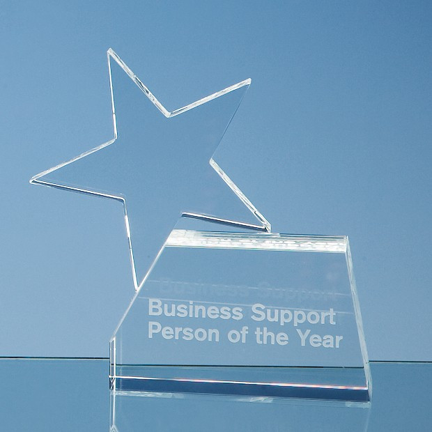 Promotional 14cm Optical Crystal Single Rising Star Award