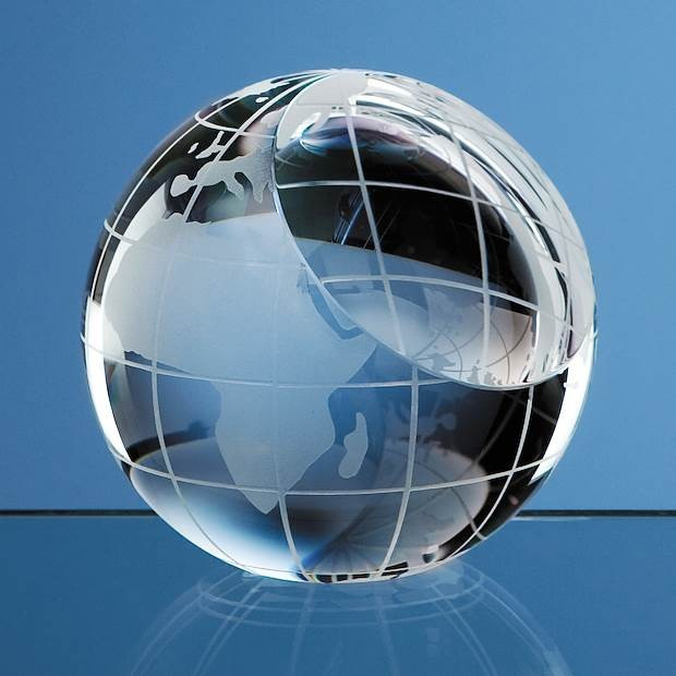 Promotional 8cm Optical Crystal Globe Paperweight