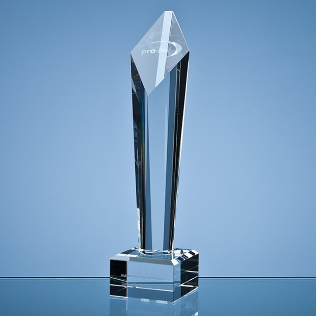 Promotional 29cm Optical Crystal Diamond Column Award