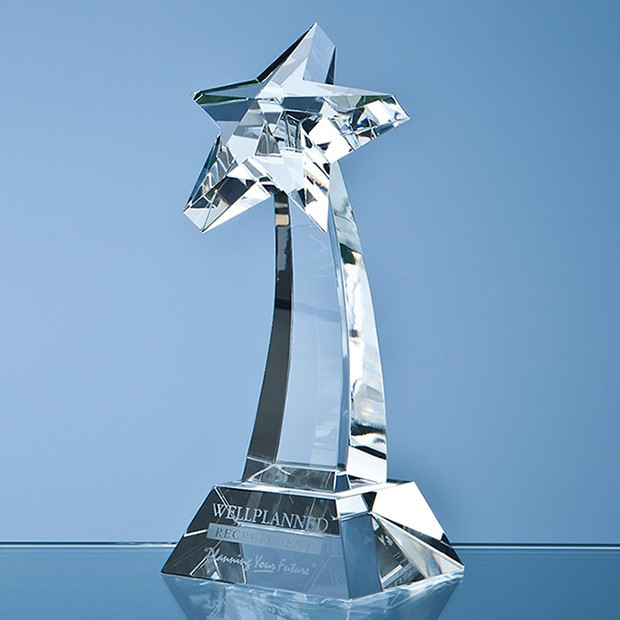 Promotional 19cm Optical Crystal Mounted Shooting Star Award