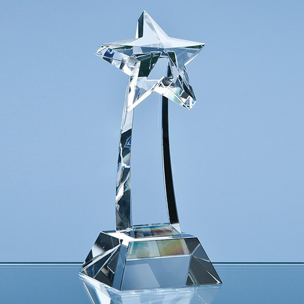 Promotional 25cm Optical Crystal Mounted Shooting Star Award